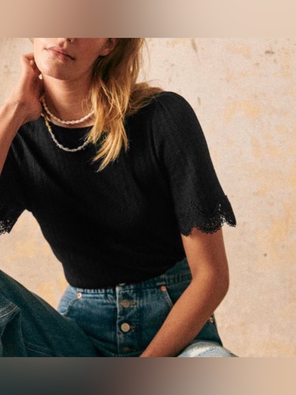 Sezane Clea T-shirt in Black Sz S